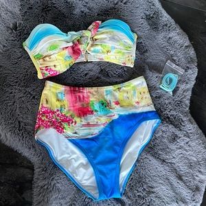 Kate Spade high waisted 2 piece bathing suit